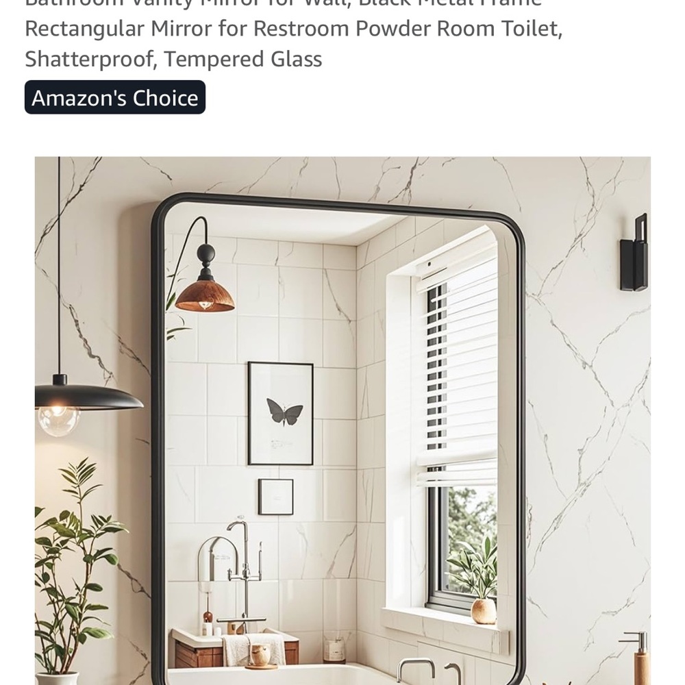 Black Metal Frame Bathroom Vanity Mirror